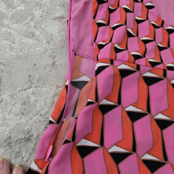 Diane Von Furstenberg Target Geometric Pink Red Sleeveless Dress - Picture 3 of 8